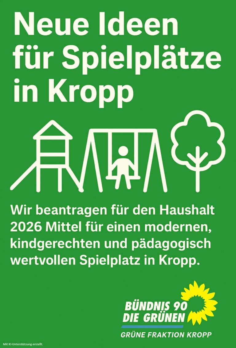 Grüne Fraktion Kropp bringt Antrag für „Pädagogisch wertvollen Spielplatz“ ein